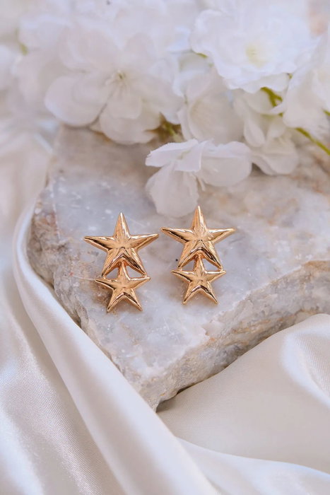 Heliophilia Silver Pendientes de Latón Dorados con Circonio
